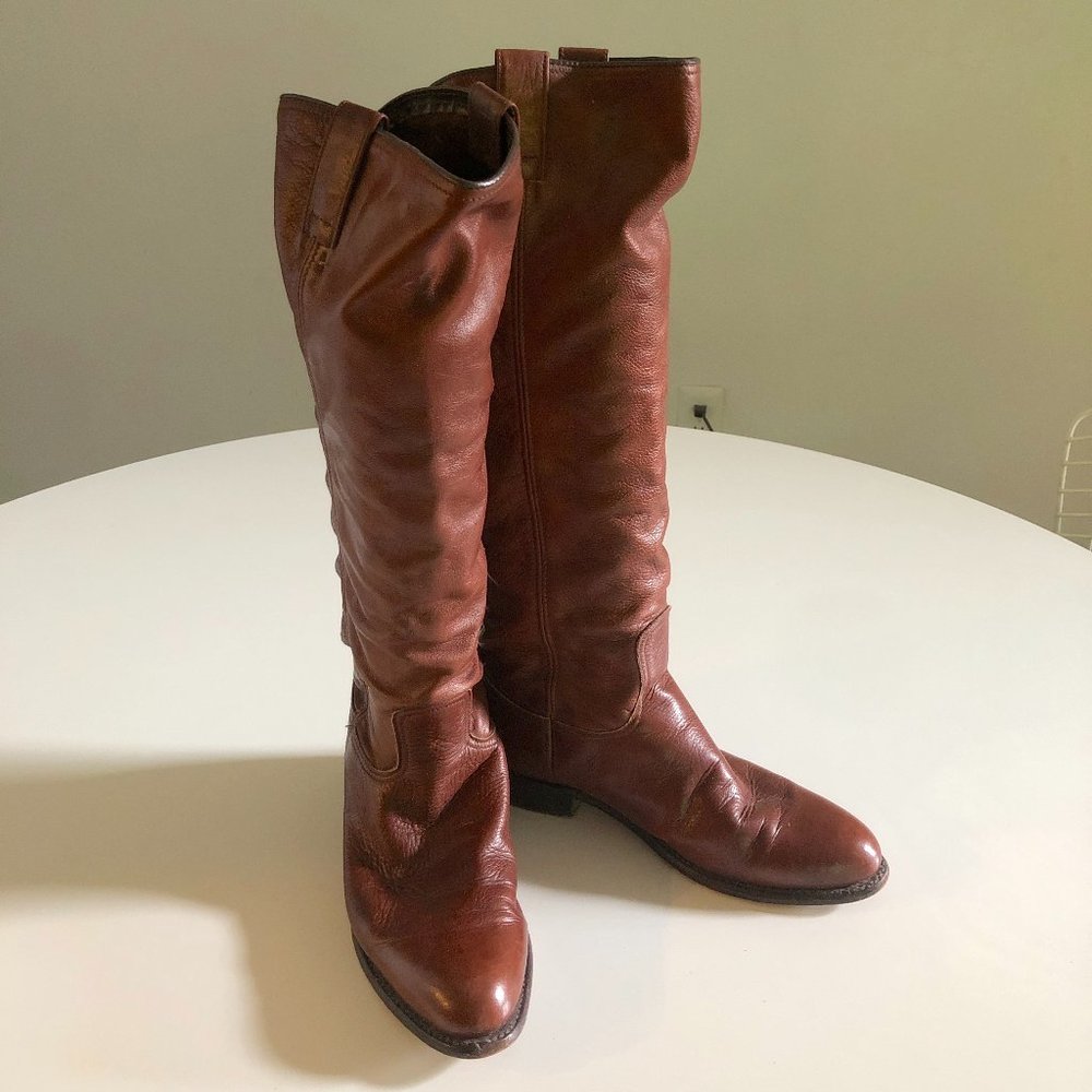 Vintage Knee High Frye Brown Leather Boots